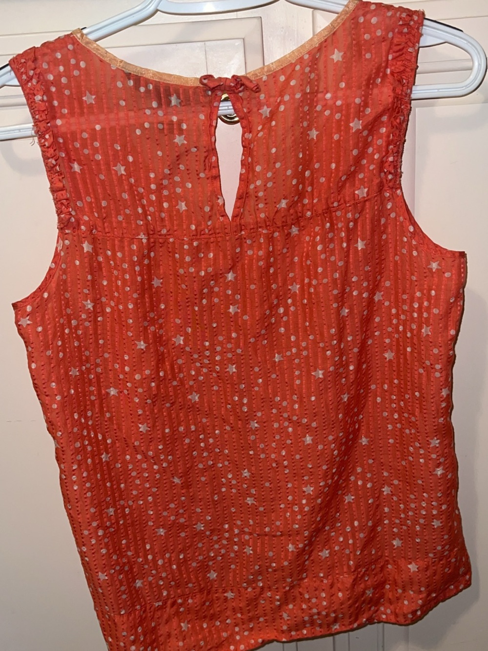 Marc by Marc Jacobs Coral Star Polka Dot Tie Neck Sleeveless Blouse Small - Picture 4 of 4